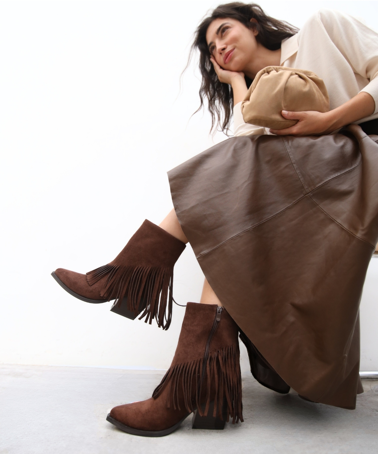 Botines cowboy flecos image number null